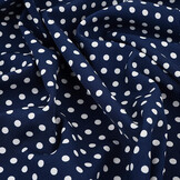 Fine Crêpe Dots Navy  - White