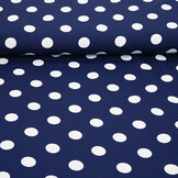 Fine Crêpe Big Dots Navy  - White