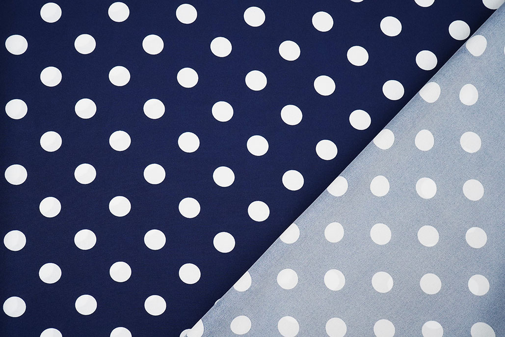 Fine Crêpe Big Dots Navy  - White