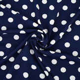 Fine Crêpe Big Dots Navy  - White