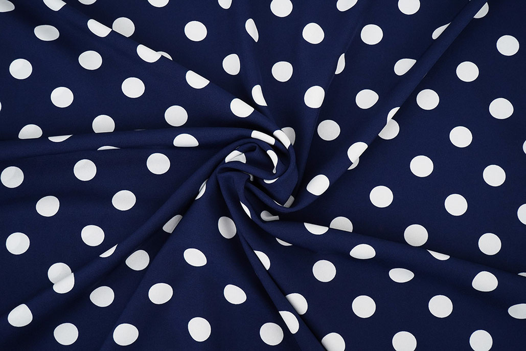 Fine Crêpe Big Dots Navy  - White
