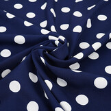 Fine Crêpe Big Dots Navy  - White
