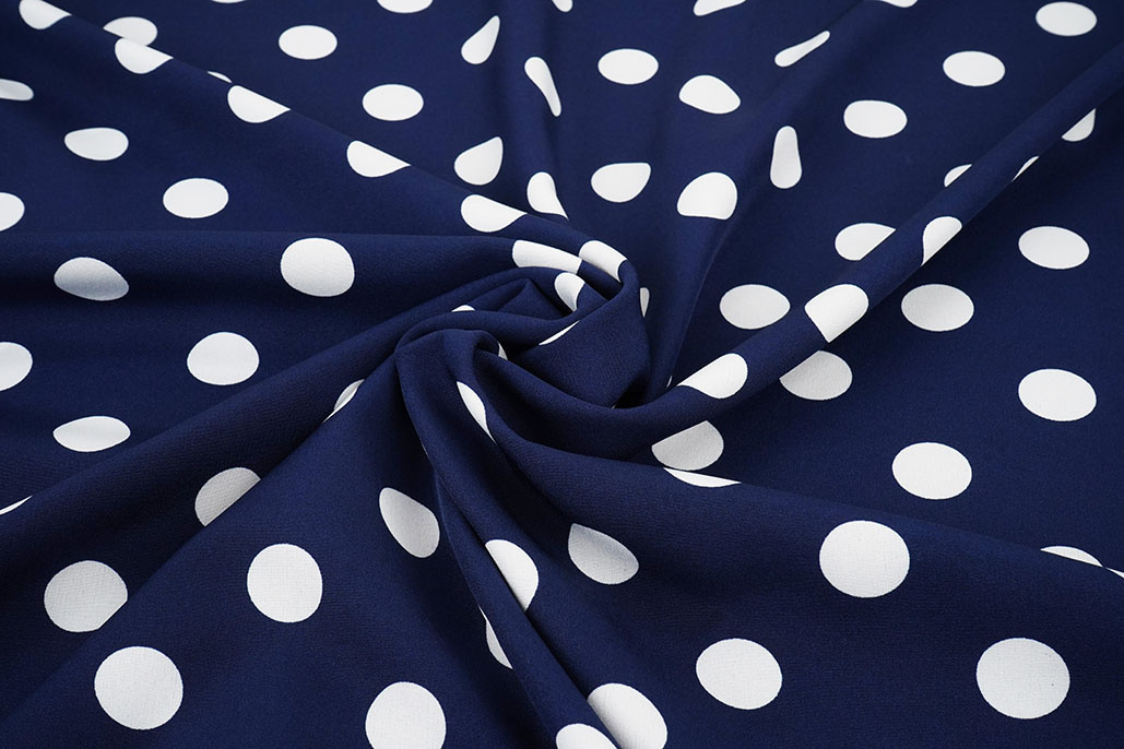 Fine Crêpe Big Dots Navy  - White