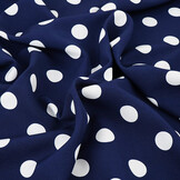 Fine Crêpe Big Dots Navy  - White