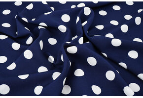 Fine Crêpe Big Dots Navy  - White