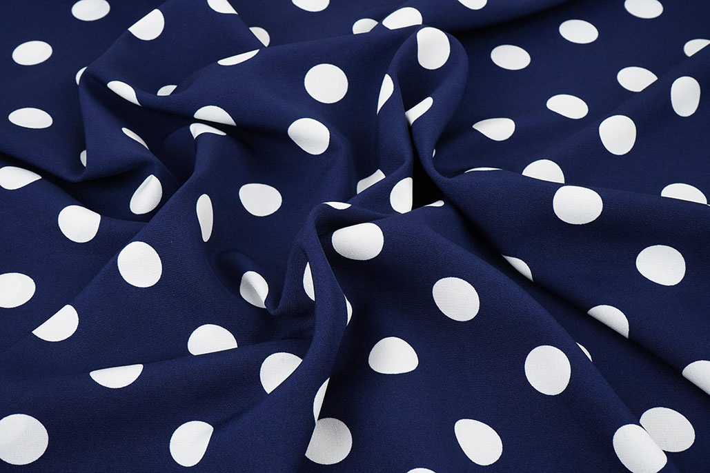 Fine Crêpe Big Dots Navy  - White