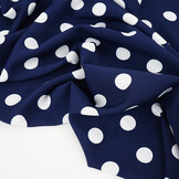 Fine Crêpe Big Dots Navy  - White