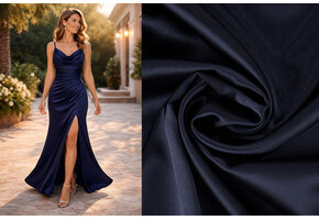 Stretch Satin Navy Blue