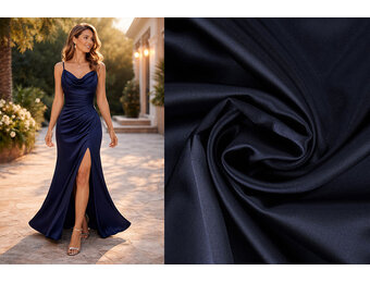 Stretch Satin Navy Blue