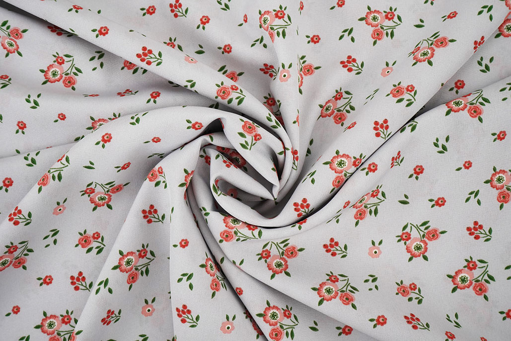 Fijne Crêpe Bloemen Clarissa Grijs