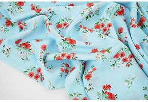 Feiner Crêpe Blumen Cosimo Hellblau