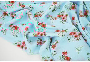 Fijne Crêpe Bloemen Cosimo Licht Blauw