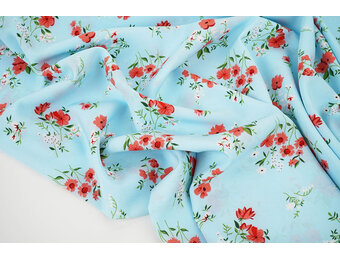 Fijne Crêpe Bloemen Cosimo Licht Blauw