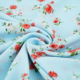 Fijne Crêpe Bloemen Cosimo Licht Blauw