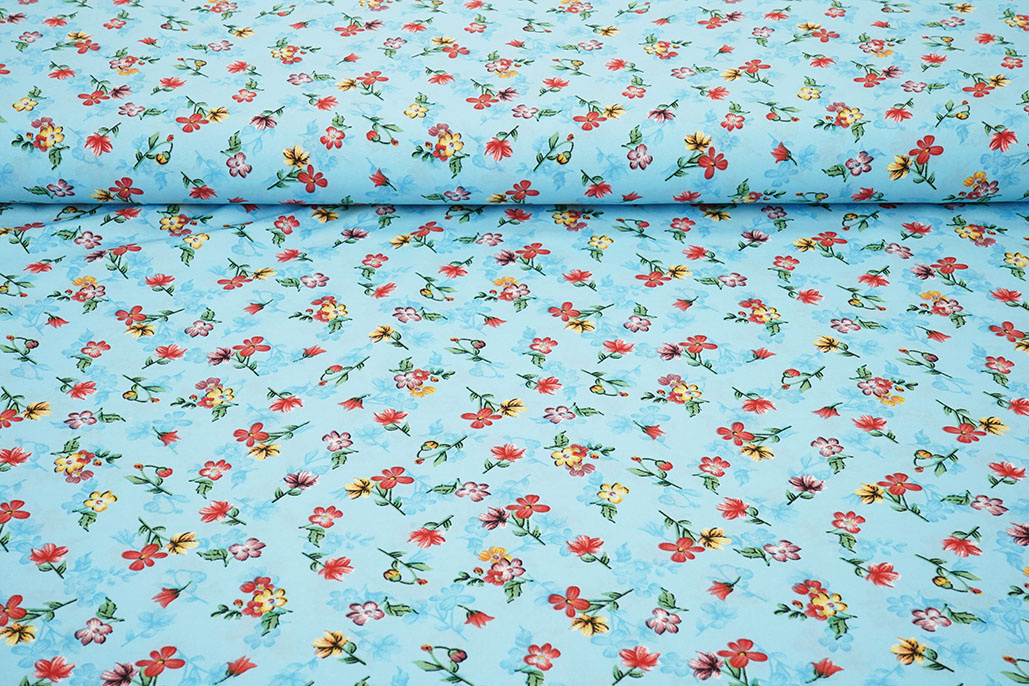 Feiner Crêpe Blumen Cassidy Aqua