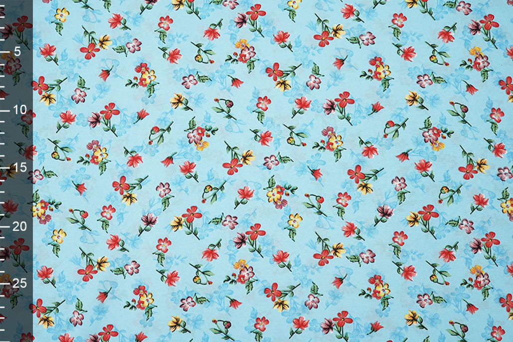 Fijne Crêpe Bloemen Cassidy Aqua