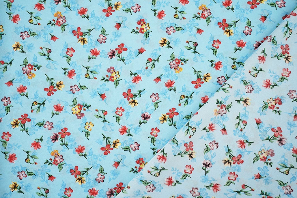 Fijne Crêpe Bloemen Cassidy Aqua