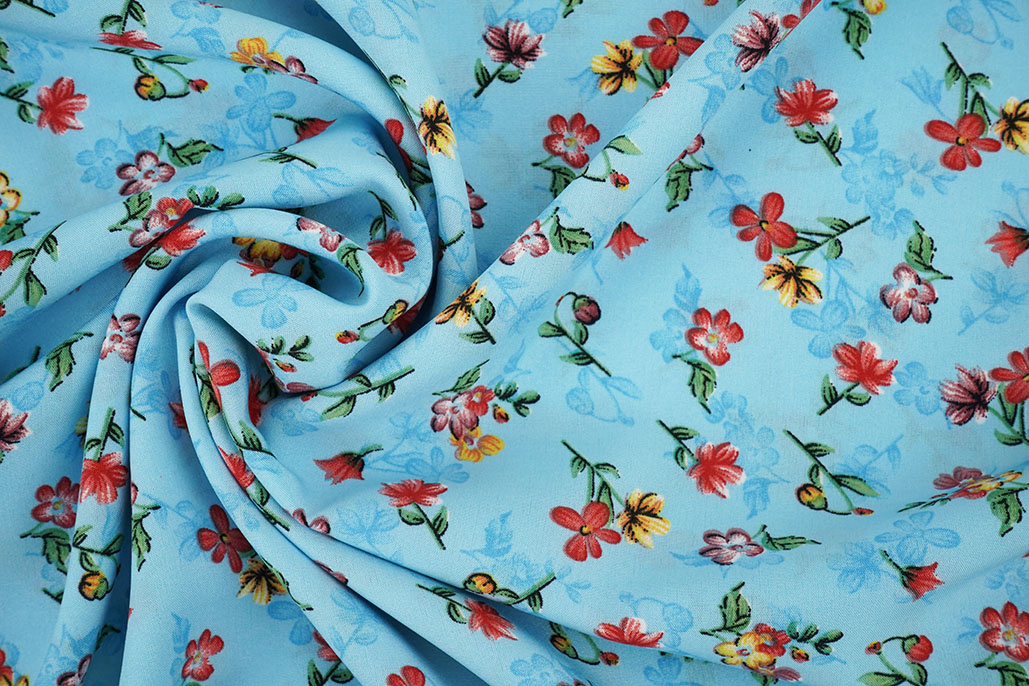 Feiner Crêpe Blumen Cassidy Aqua
