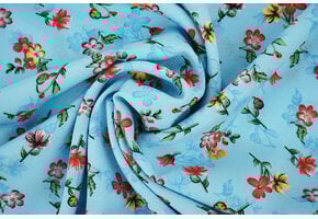 Fijne Crêpe Bloemen Cassidy Aqua