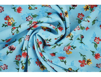 Fijne Crêpe Bloemen Cassidy Aqua