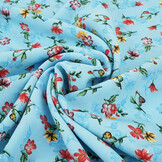Fijne Crêpe Bloemen Cassidy Aqua