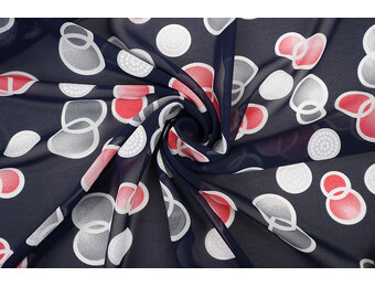 Chiffon Bedrukt Lavina Marine