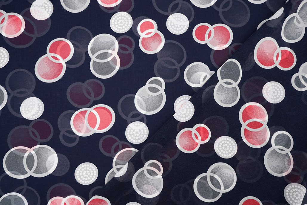 Chiffon Bedrukt Lavina Marine