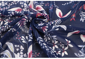 Chiffon Bloemen Marilon Marine