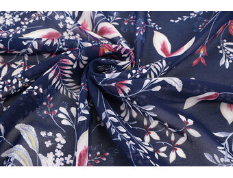 Chiffon Bloemen Marilon Marine