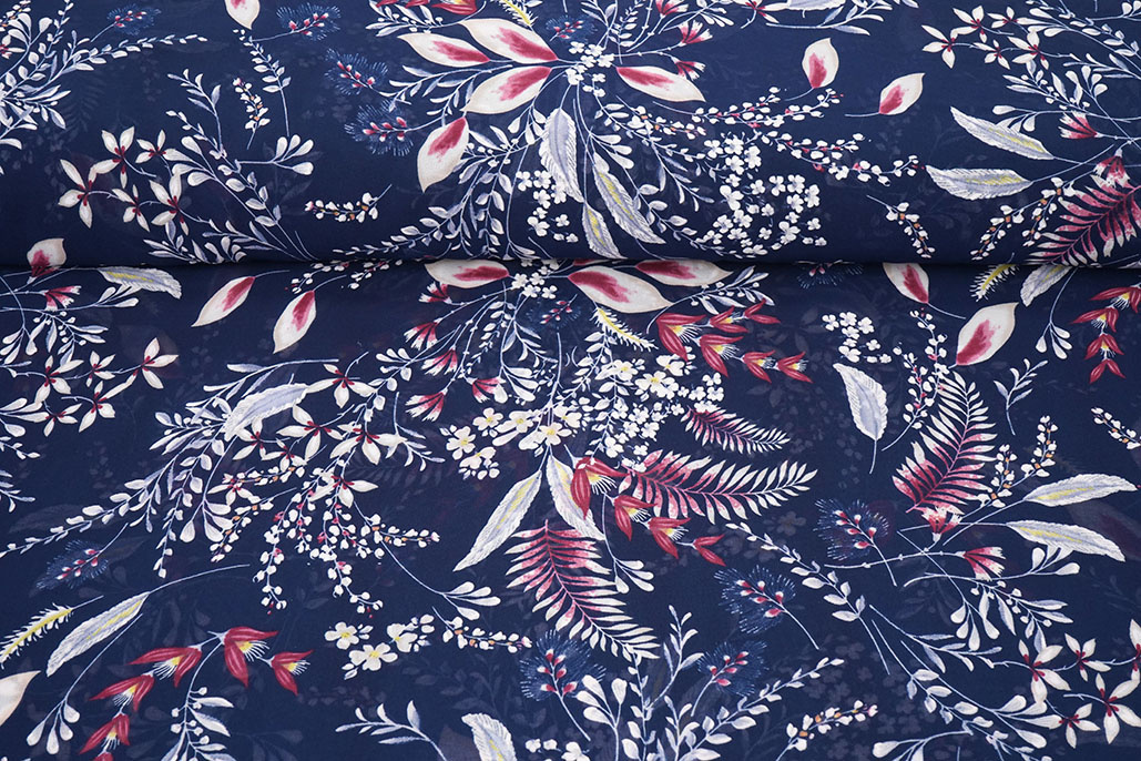 Chiffon Bloemen Marilon Marine