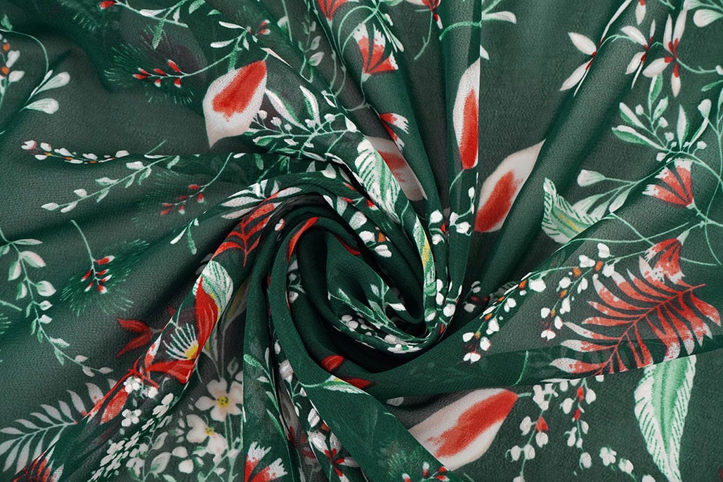 Chiffon Flowers Marilon Bottle Green