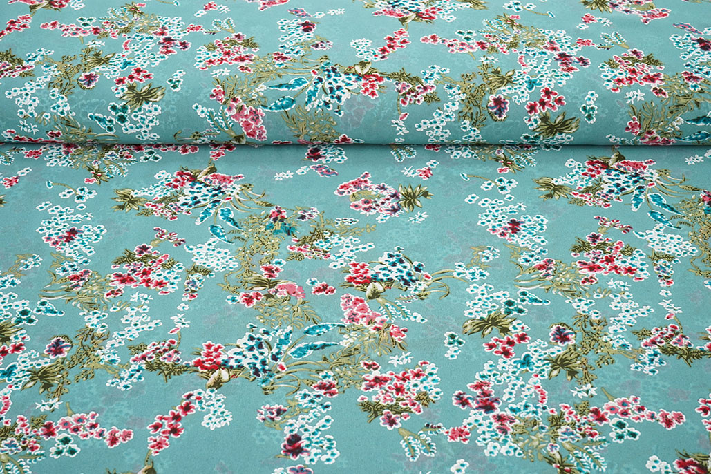 Chiffon Blumen Desmera Jade Grün