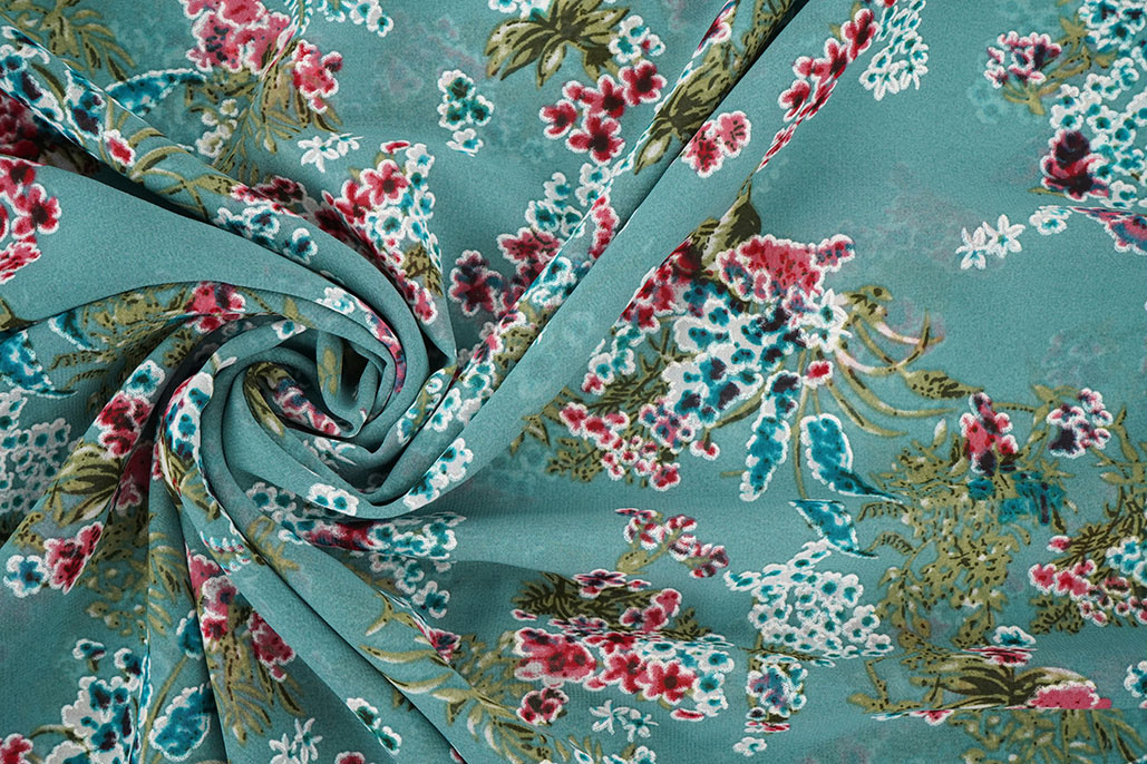 Chiffon Blumen Desmera Jade Grün