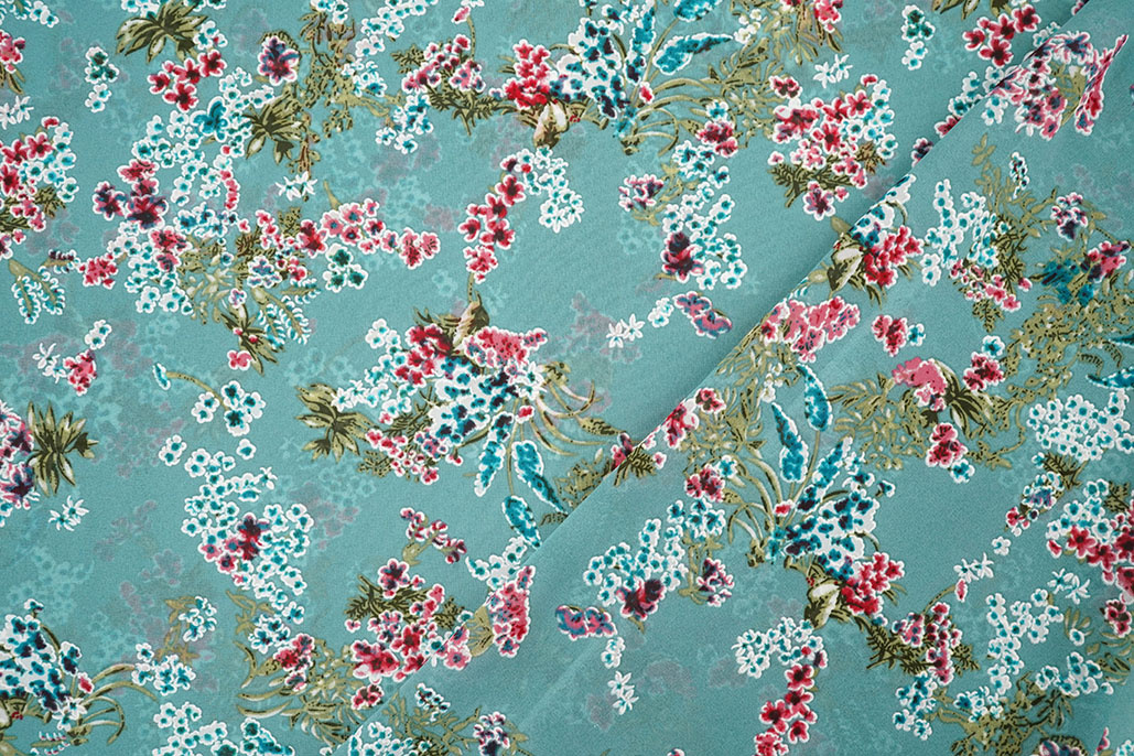 Chiffon Blumen Desmera Jade Grün