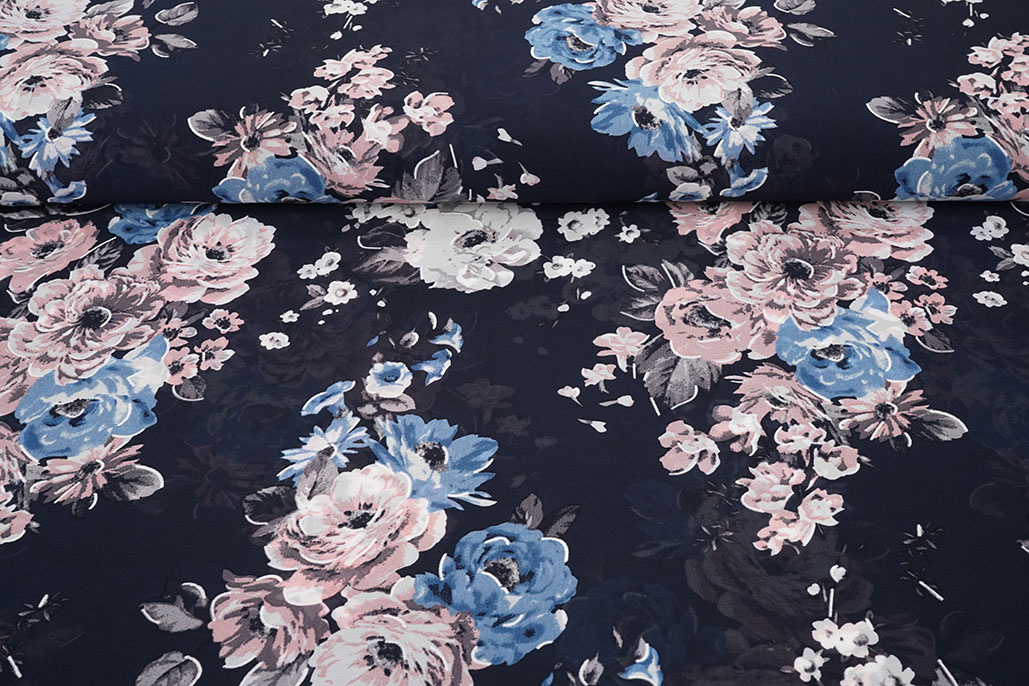 Chiffon Blumen Chauva Marine