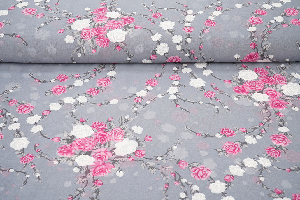 Chiffon Flowers Malina Grey