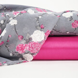 Chiffon Flowers Malina Grey