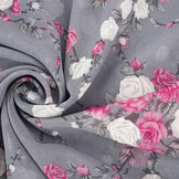 Chiffon Blumen Malina Grau