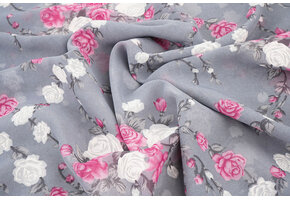 Chiffon Blumen Malina Grau
