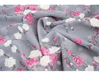 Chiffon Bloemen Malina Grijs