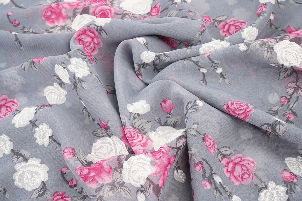Chiffon Flowers Malina Grey