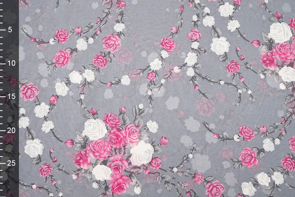 Chiffon Flowers Malina Grey