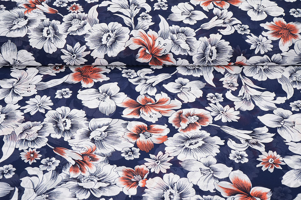 Chiffon Blumen Calypso Marine