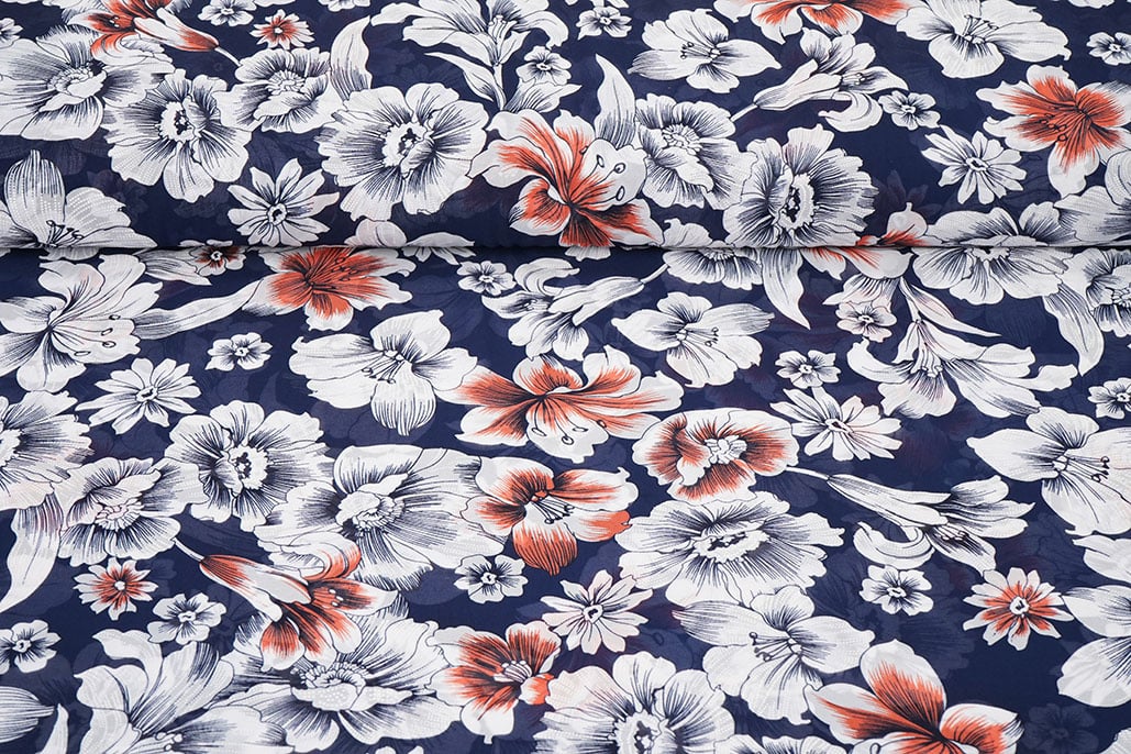 Chiffon Flowers Calypso Navy