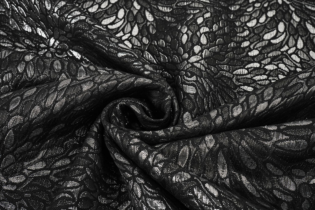 Brokaat Kisha Zilver Grijs