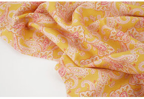 Washed Viscose Paisley Ocher Yellow