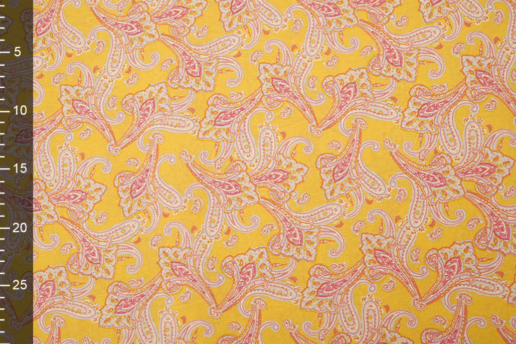 Washed Viscose Paisley Ocher Yellow