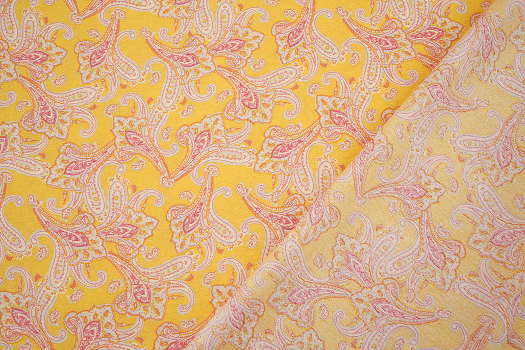 Gewassen Viscose Paisley Oker Geel