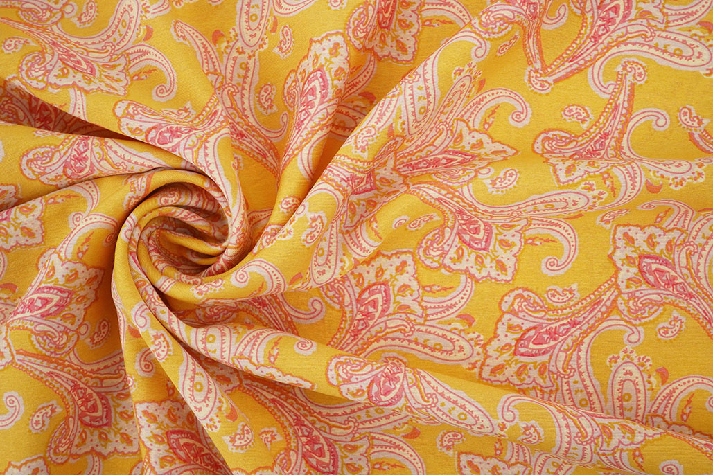 Gewassen Viscose Paisley Oker Geel
