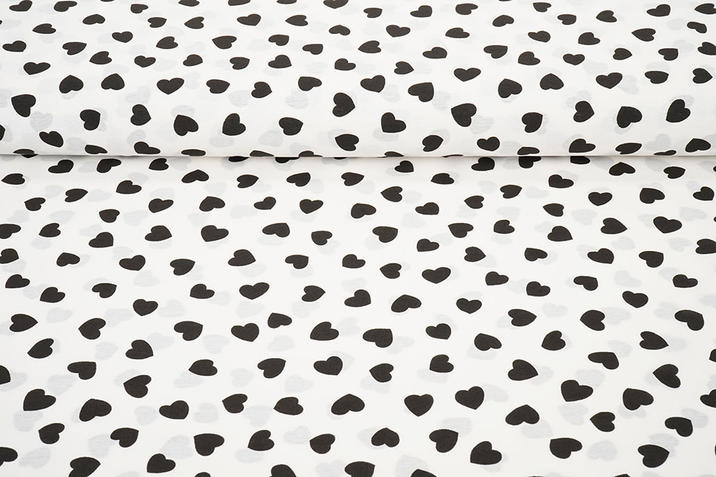 Washed Viscose Hearts White - Black